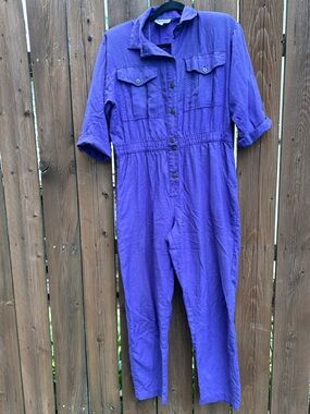 Vintage Dreams Purple Utility Button-Front Jumpsuit